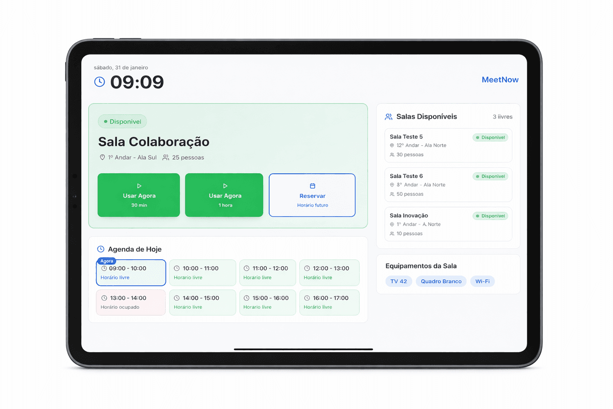Display Tablet na Porta da Sala - MeetNow